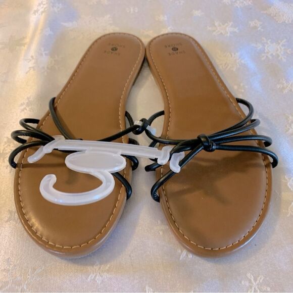 Shade & Shore Sandals Flats Black Slip On Sz 10 NWOT Gorgeous - Picture 4 of 4
